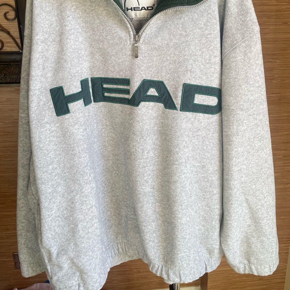 VTG XL Head Mens 90s Fleece Sweatshirt 1/4 Zip Pullover 90s Spell Out USA